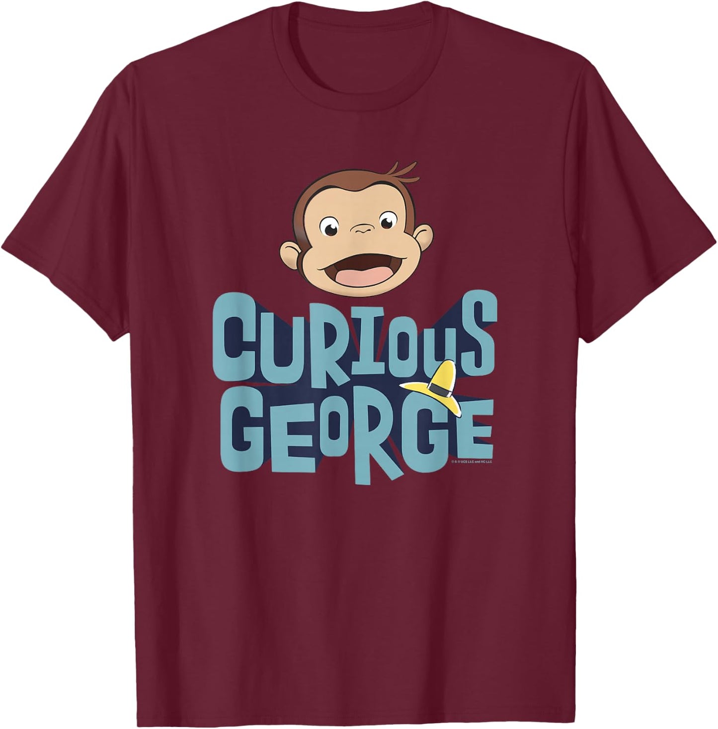 Curious George 3D Text Stack George Big Face T-Shirt - T-Shirt | Maroon