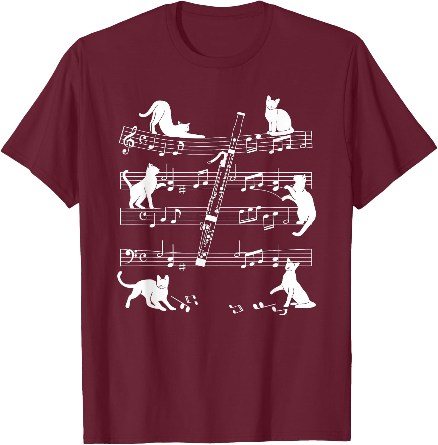 Bassoonist Cats for Cat loving Bassoon player Women Girls Kids T-Shirt - T-Shirt | Maroon