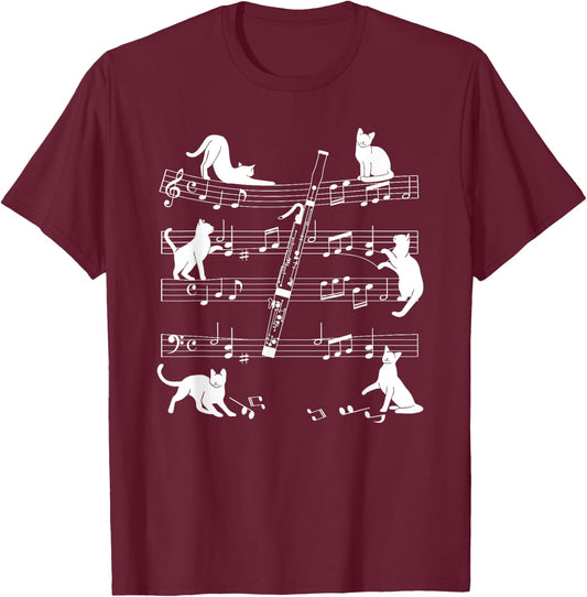 Bassoonist Cats for Cat loving Bassoon player Women Girls Kids T-Shirt - T-Shirt | Maroon