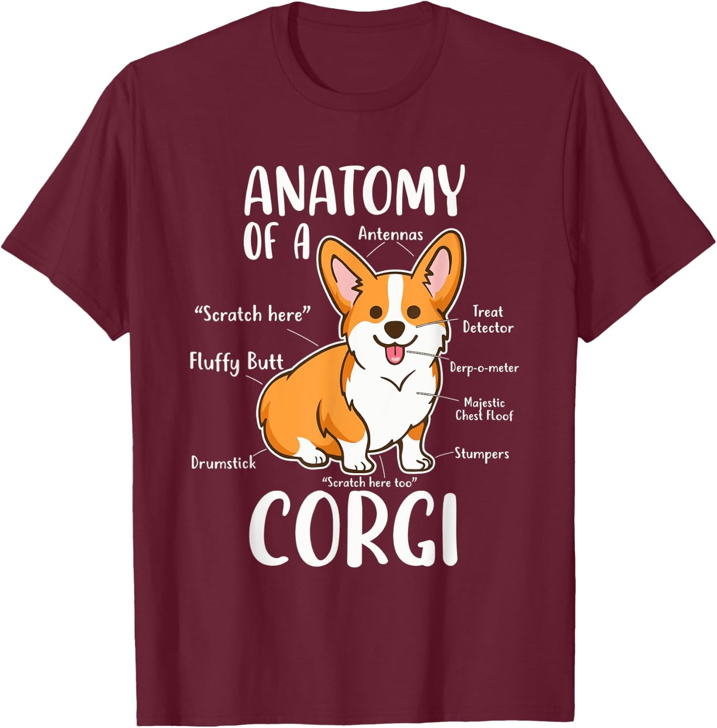 Anatomy Of A Corgi Funny Dog Apparel Men Women T-Shirt - T-Shirt | Maroon