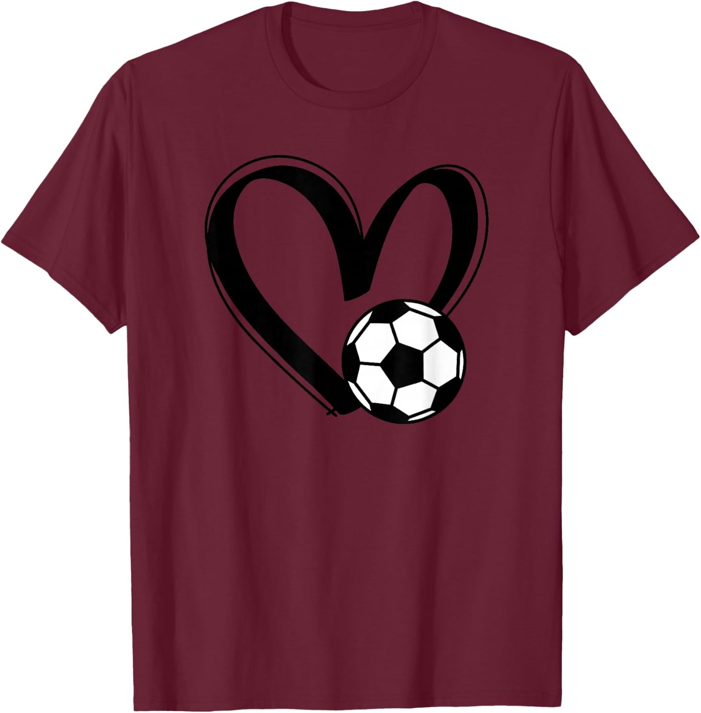 Soccer Ball Heart T-Shirt - T-Shirt | Maroon