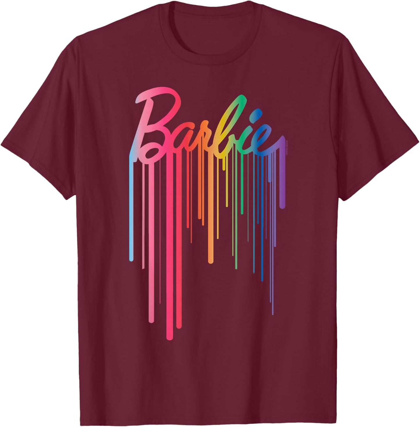 Barbie - Logo Rainbow Drip T-Shirt - T-Shirt | Maroon