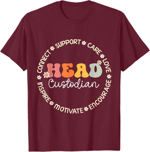 Head Custodian Appreciation Week Back to School T-Shirt - T-Shirt | Maroon