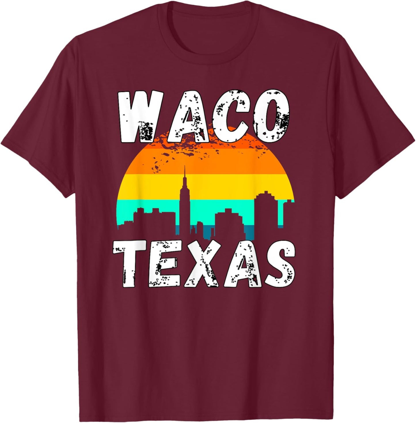 Retro Waco TX Texas City Apparel Souvenir T-Shirt - T-Shirt | Maroon