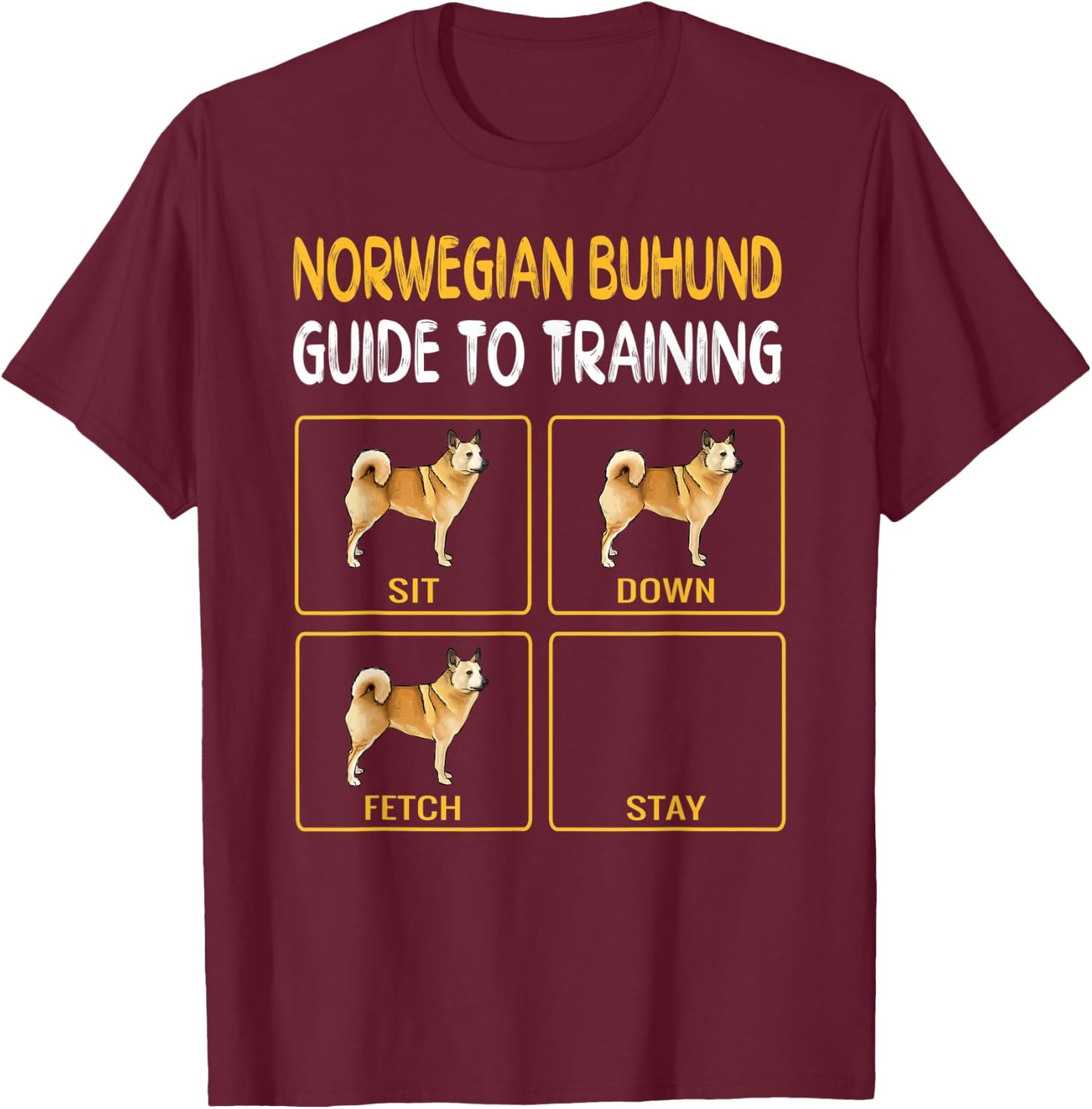 Norwegian Buhund Guide To Training Dog Obedience Women Kids T-Shirt - T-Shirt | Maroon