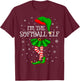Family Matching Women Girls I'm The Softball Elf Christmas T-Shirt - T-Shirt | Maroon