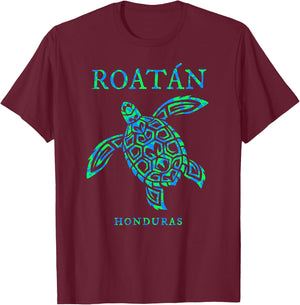 Roatan Honduras Sea Turtle Boys Girls Vacation Souvenir T-Shirt - T-Shirt | Maroon