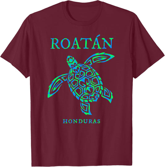Roatan Honduras Sea Turtle Boys Girls Vacation Souvenir T-Shirt - T-Shirt | Maroon