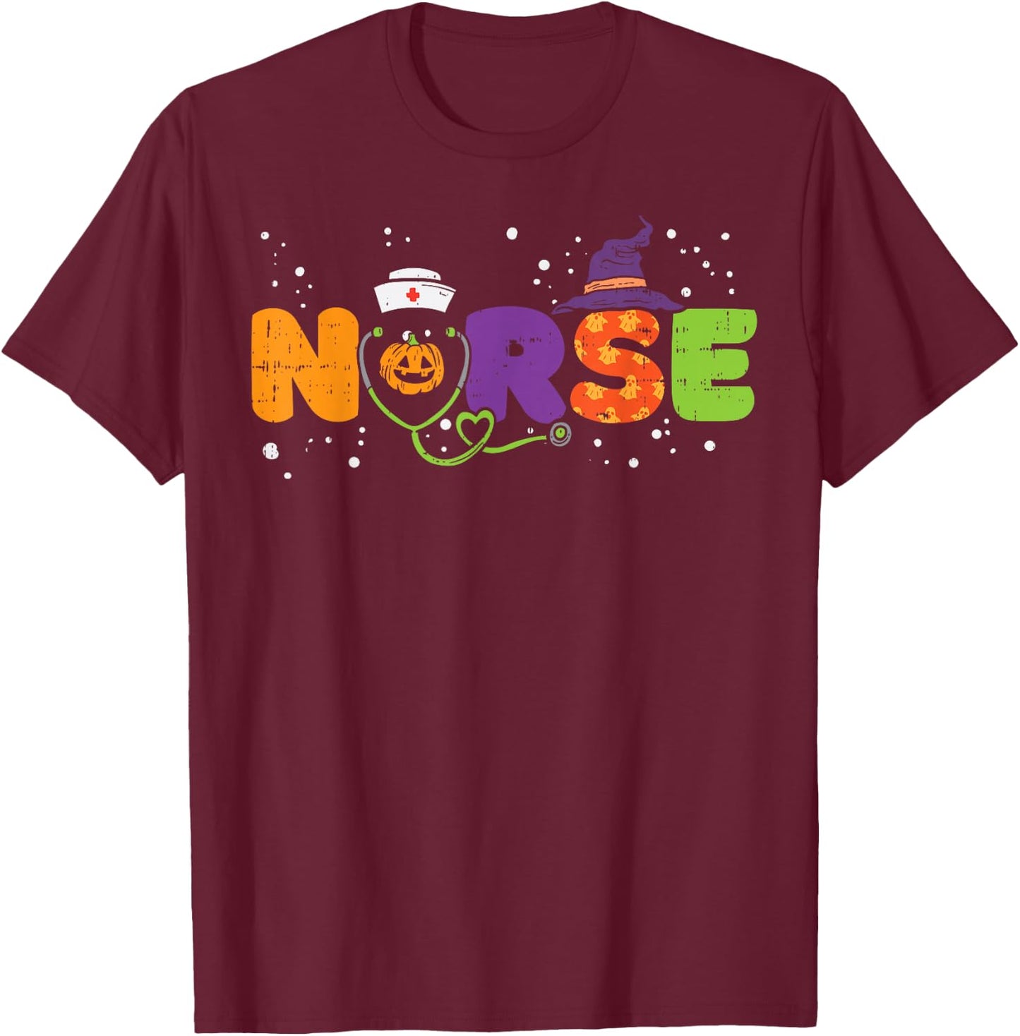 Nurse Pumpkin Stethoscope Halloween Costume Nursing Women T-Shirt - T-Shirt | Maroon