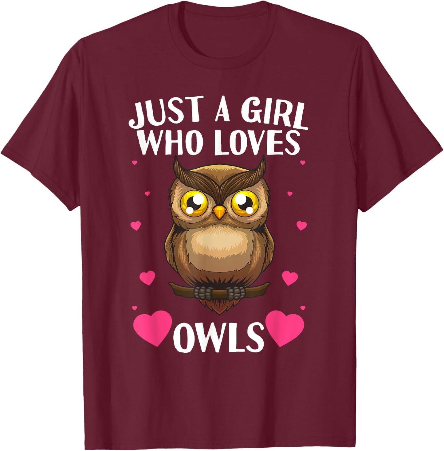 Funny Owl Design Girls Nocturnal Bird Owl Lovers T-Shirt - T-Shirt | Maroon