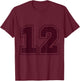 Sports #12 Maroon Mesh Print Jersey Style T-Shirt - T-Shirt | Maroon