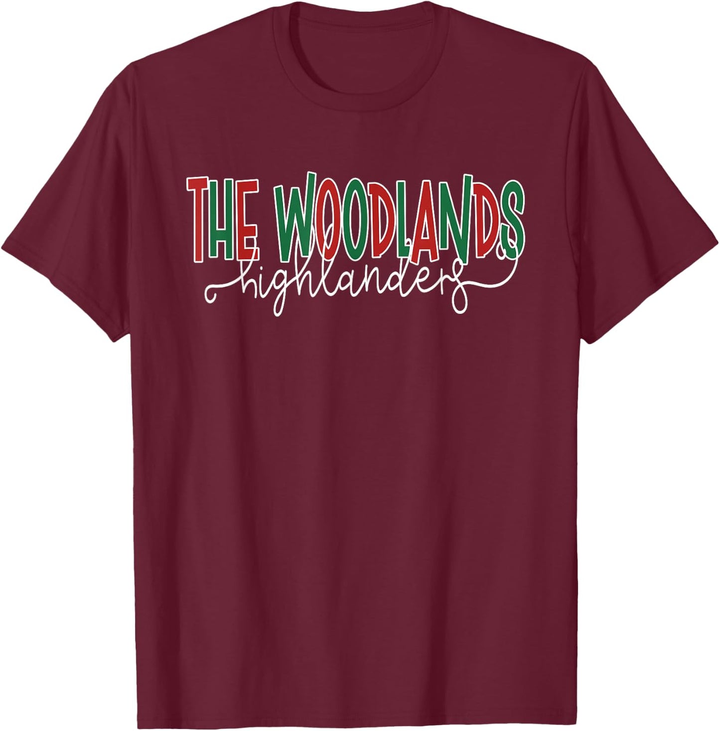 Woodlands High School Highlanders T-Shirt - T-Shirt | Maroon