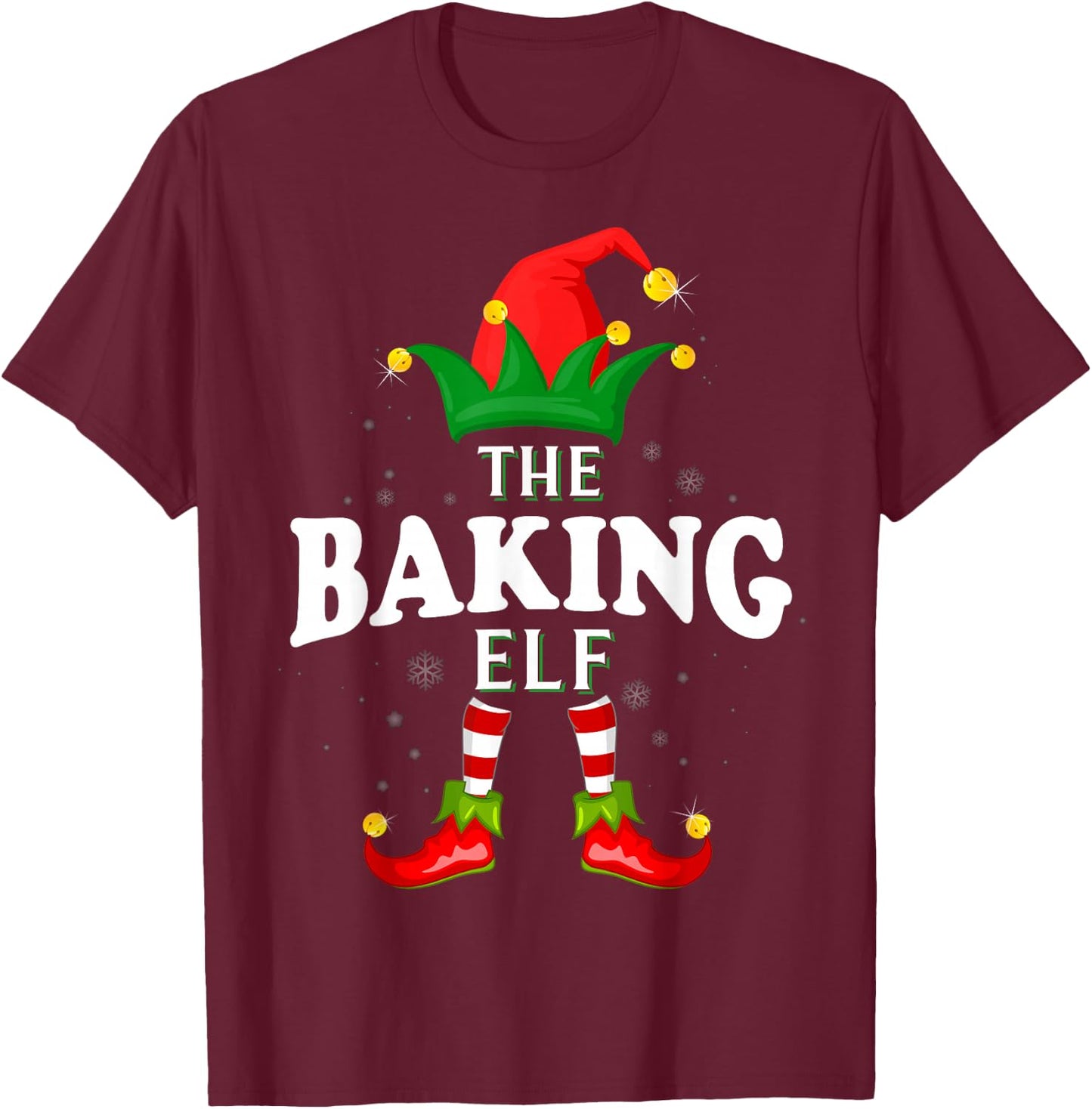 Xmas Baking Elf Family Matching Christmas Pajama T-Shirt - T-Shirt | Maroon