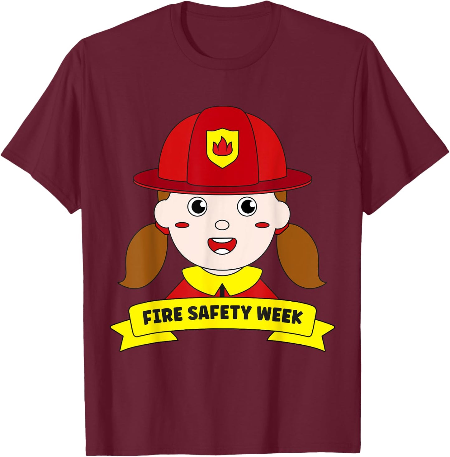 Fire Safety Week Firefighter Prevention Fireman Girl Hero T-Shirt - T-Shirt | Maroon