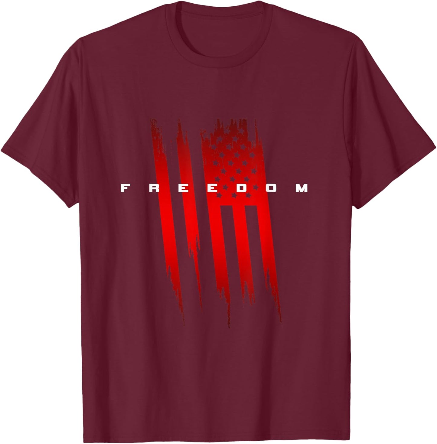 Freedom American Flag T-Shirt - T-Shirt | Maroon