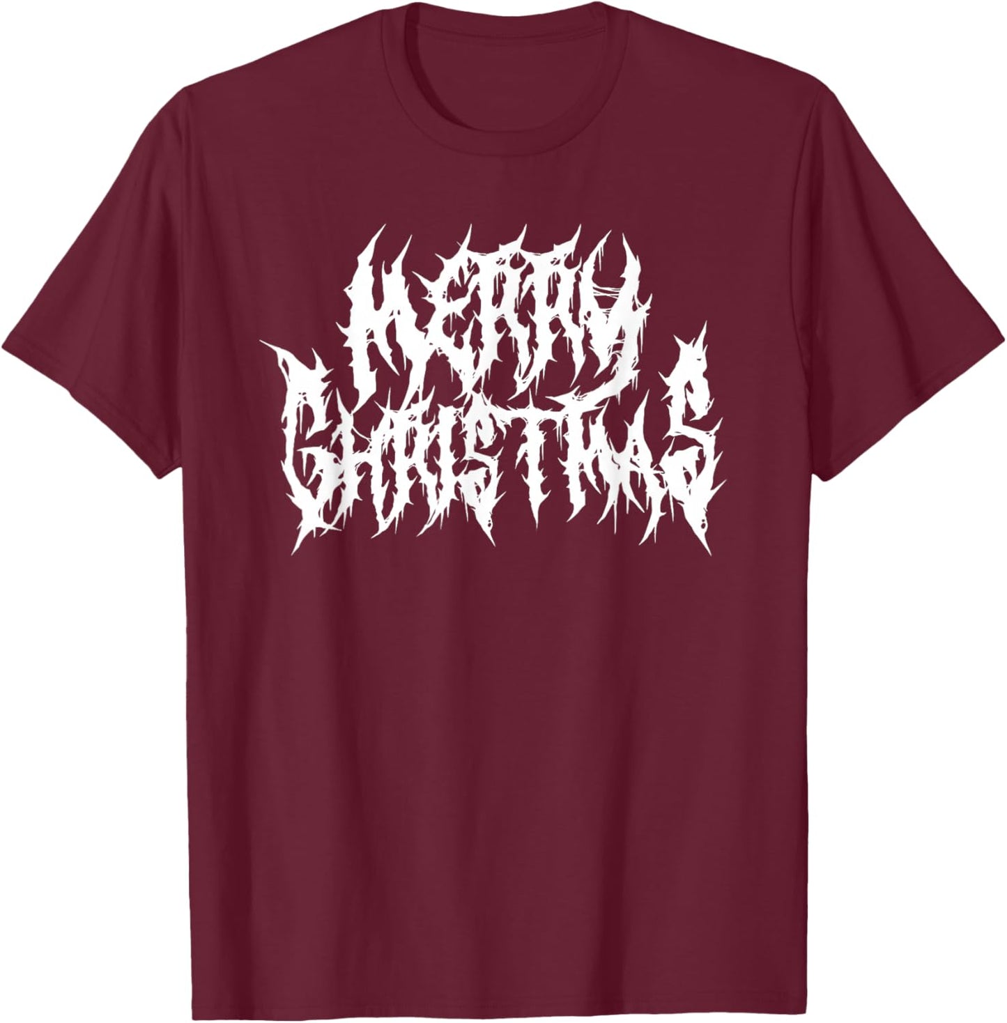 Merry Christmas. Death Metal, Black Metal, Funny Goth Xmas T-Shirt - T-Shirt | Maroon