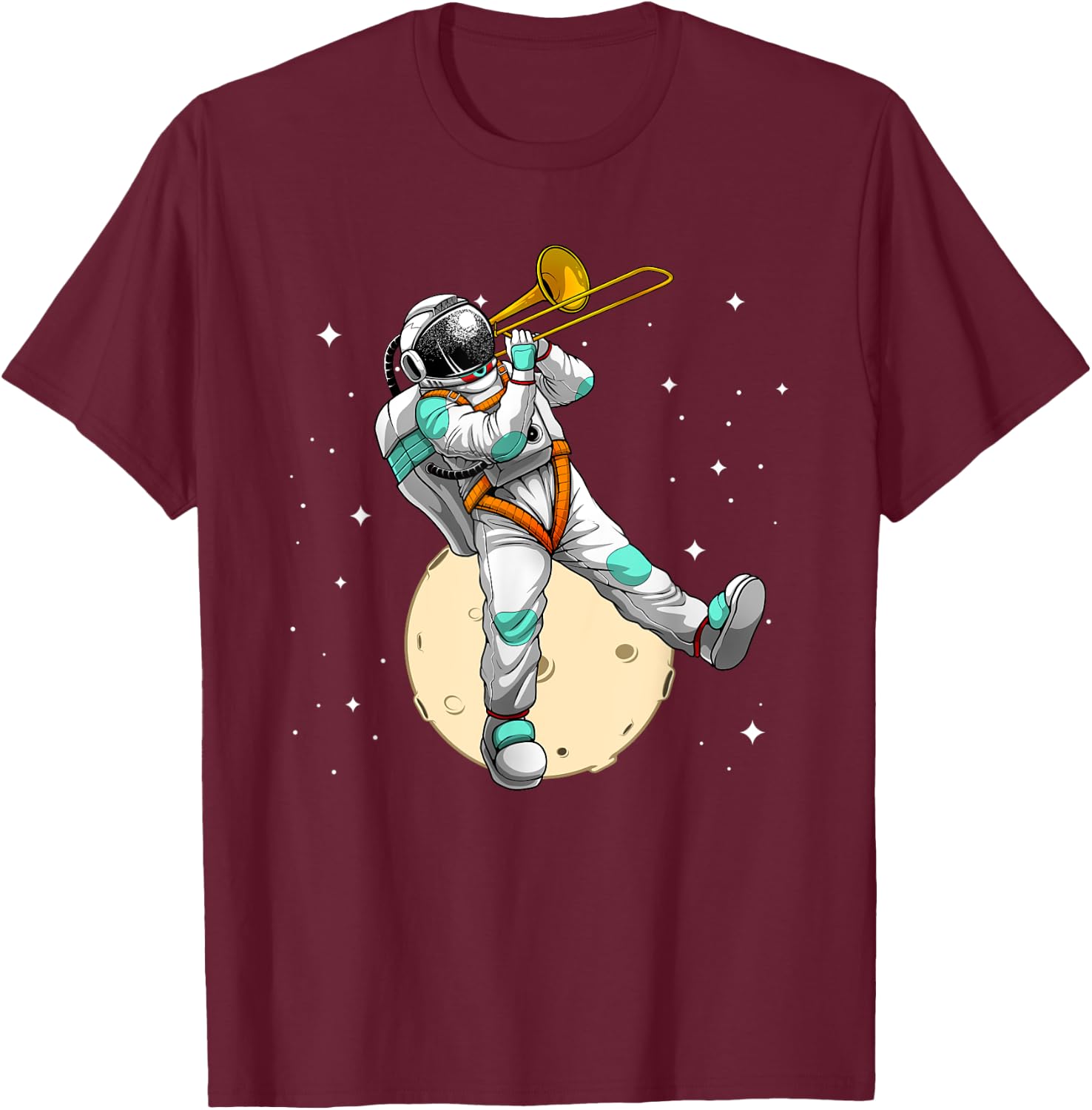 Funny Astronaut Trombone Art Women Trombone Player T-Shirt - T-Shirt | Maroon