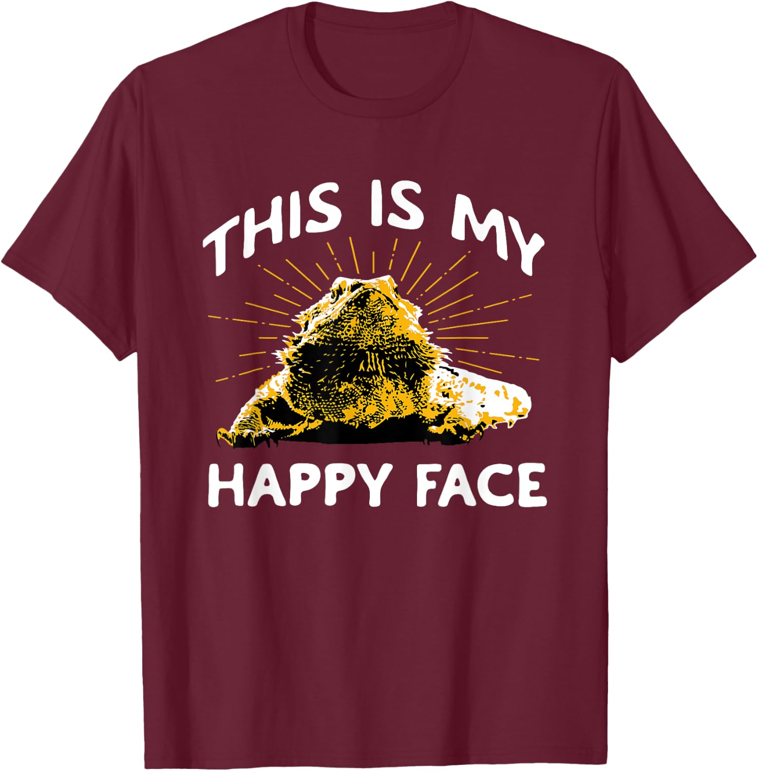This Is My Happy Face - Bearded Dragon Reptile Lizard Lover T-Shirt - T-Shirt | Maroon