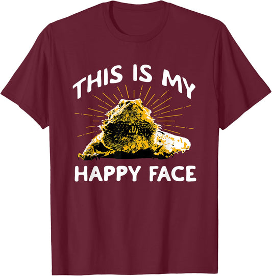 This Is My Happy Face - Bearded Dragon Reptile Lizard Lover T-Shirt - T-Shirt | Maroon
