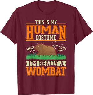 Wombat Human Costume Halloween Wombat T-Shirt - T-Shirt | Maroon