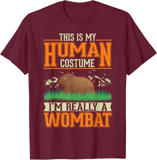 Wombat Human Costume Halloween Wombat T-Shirt - T-Shirt | Maroon