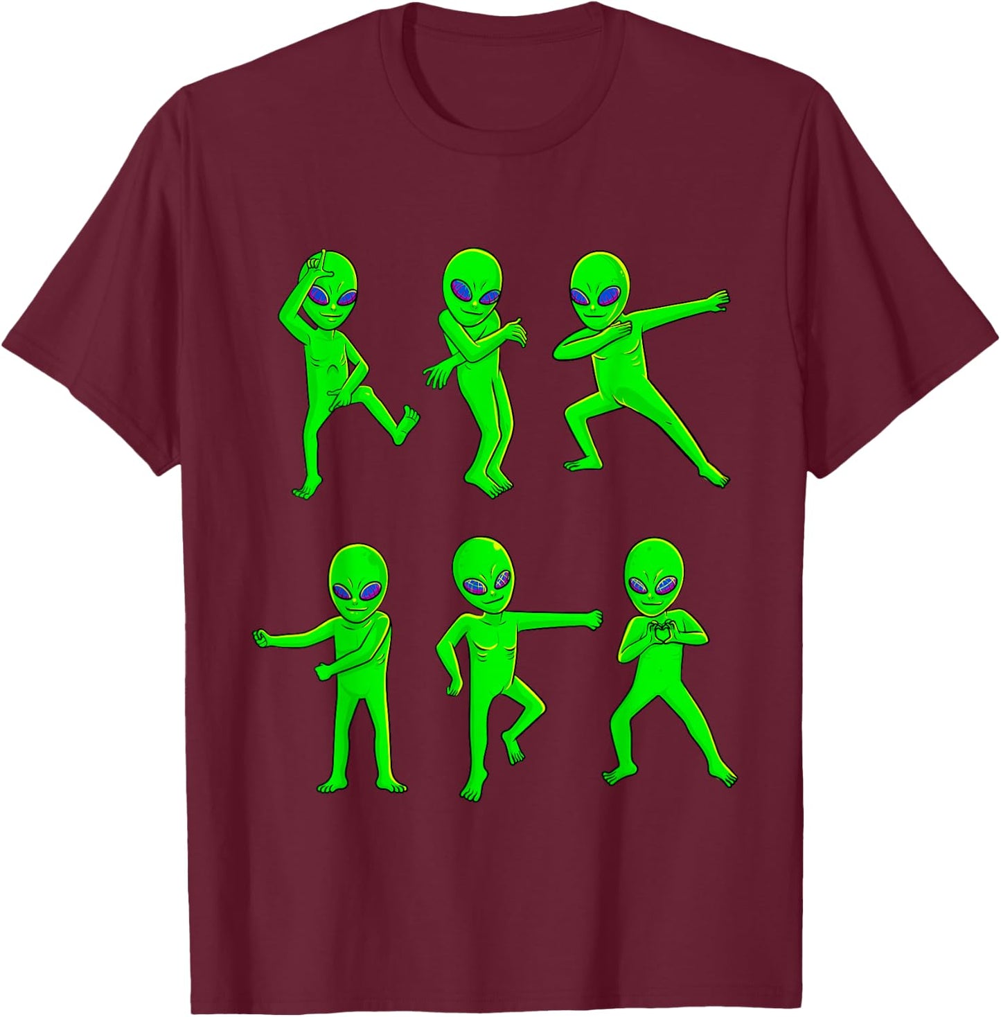 Dancing Aliens Halloween Green Alien Dance Kids Boys Girls T-Shirt - T-Shirt | Maroon