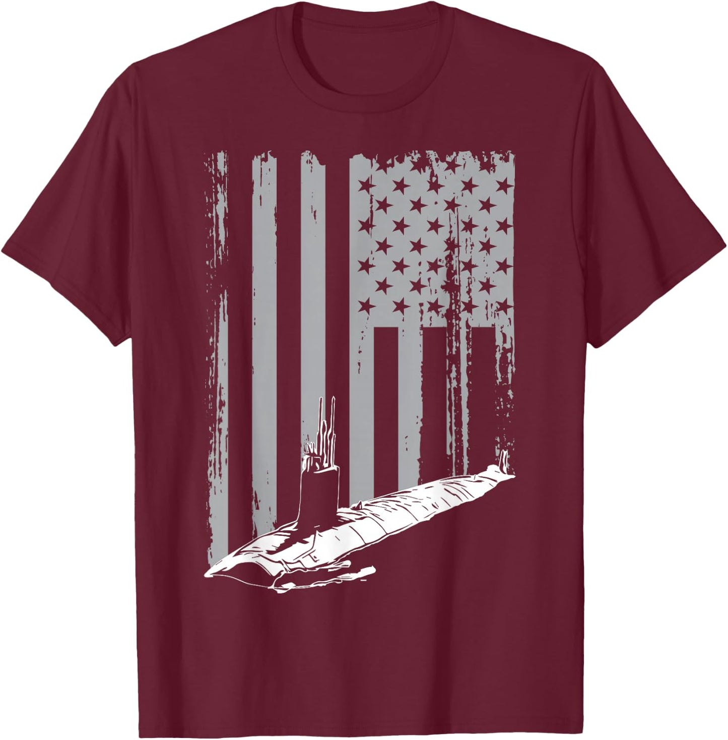 Submariner American Flag Patriotic Submarine Veteran Grandpa T-Shirt - T-Shirt | Maroon