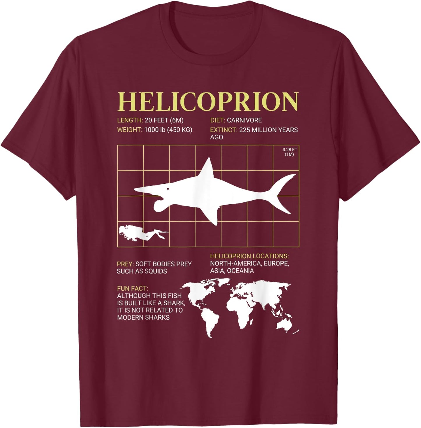 Helicoprion Buzzsaw Jaw Fish Fossil Paleontology T-Shirt - T-Shirt | Maroon