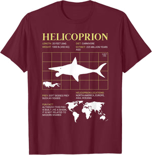 Helicoprion Buzzsaw Jaw Fish Fossil Paleontology T-Shirt - T-Shirt | Maroon