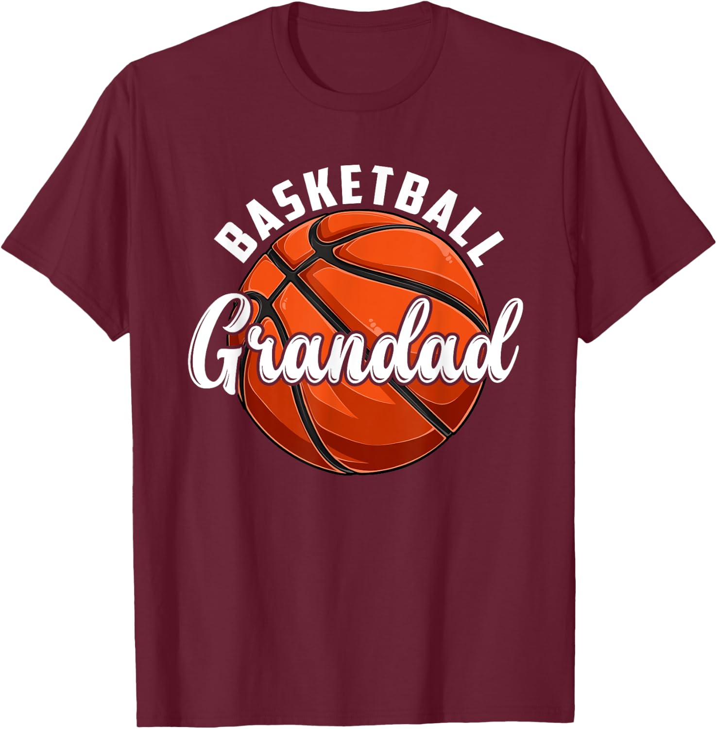 Basketball Grandad Vintage Retro Basketball Fathers Day T-Shirt - T-Shirt | Maroon