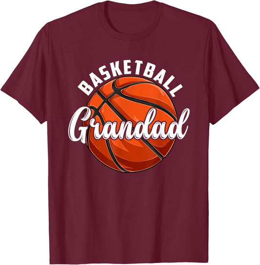 Basketball Grandad Vintage Retro Basketball Fathers Day T-Shirt - T-Shirt | Maroon