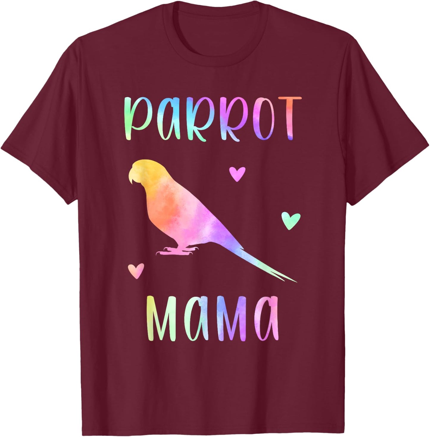 Parrot Mama Parrot Bird Mom Rainbow Watercolor T-Shirt - T-Shirt | Maroon