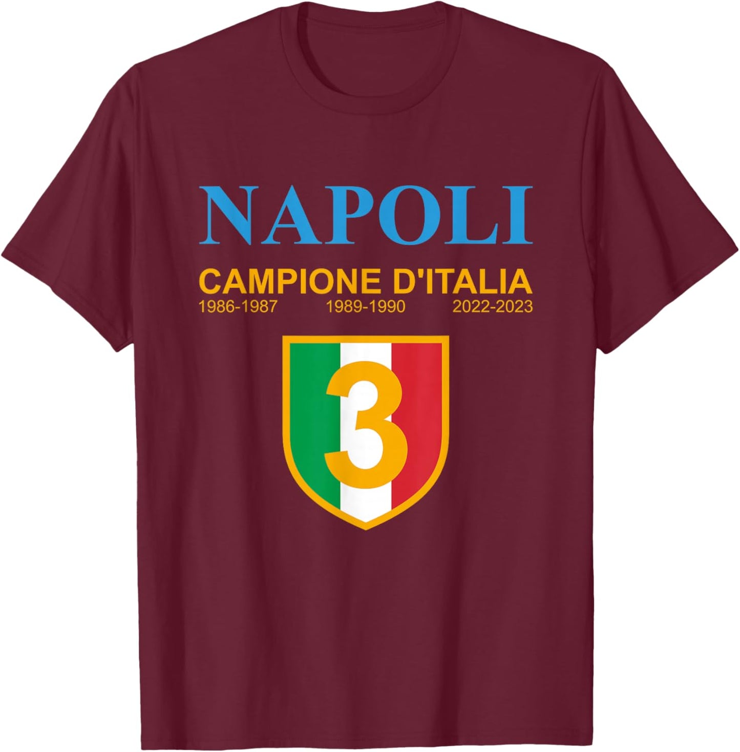 Naples 2022 2023 Italy Champion T-Shirt - T-Shirt | Maroon