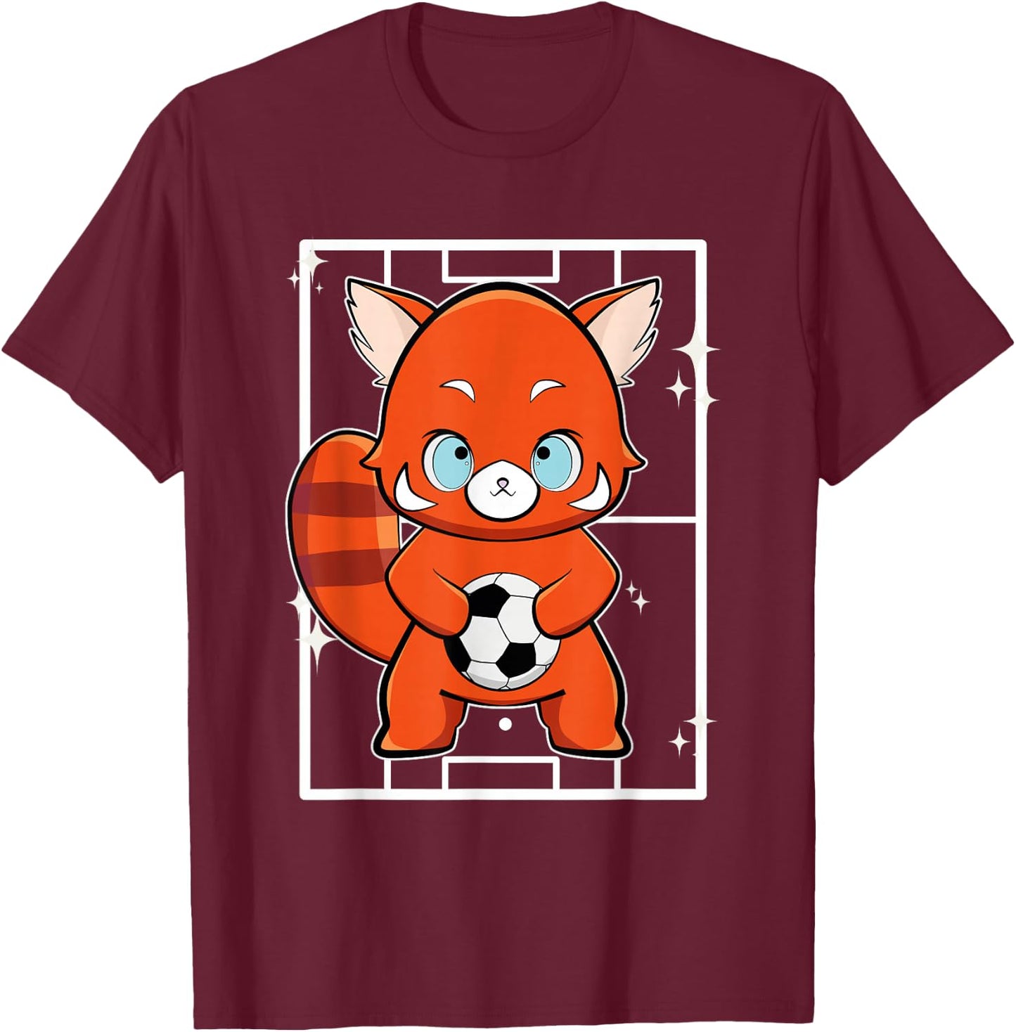 Red Panda with Football T-Shirt - T-Shirt | Maroon