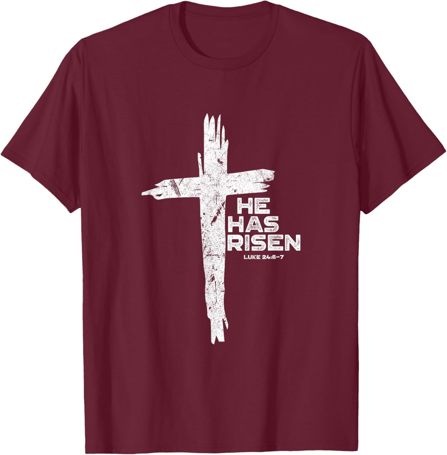 Happy Easter Jesus He Has Risen Religious Christian T-Shirt - T-Shirt | Maroon