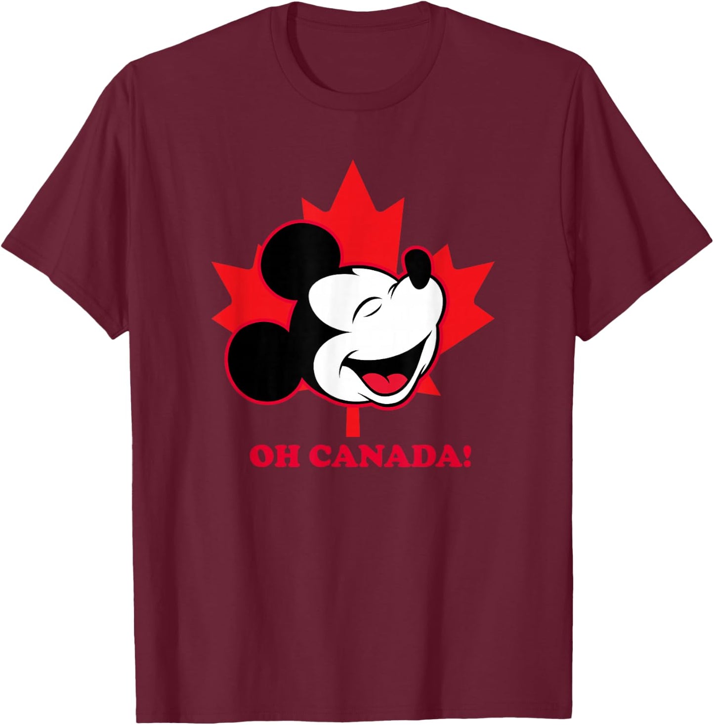 Disney Mickey And Friends Oh Canada Classic Mickey Face T-Shirt - T-Shirt | Maroon