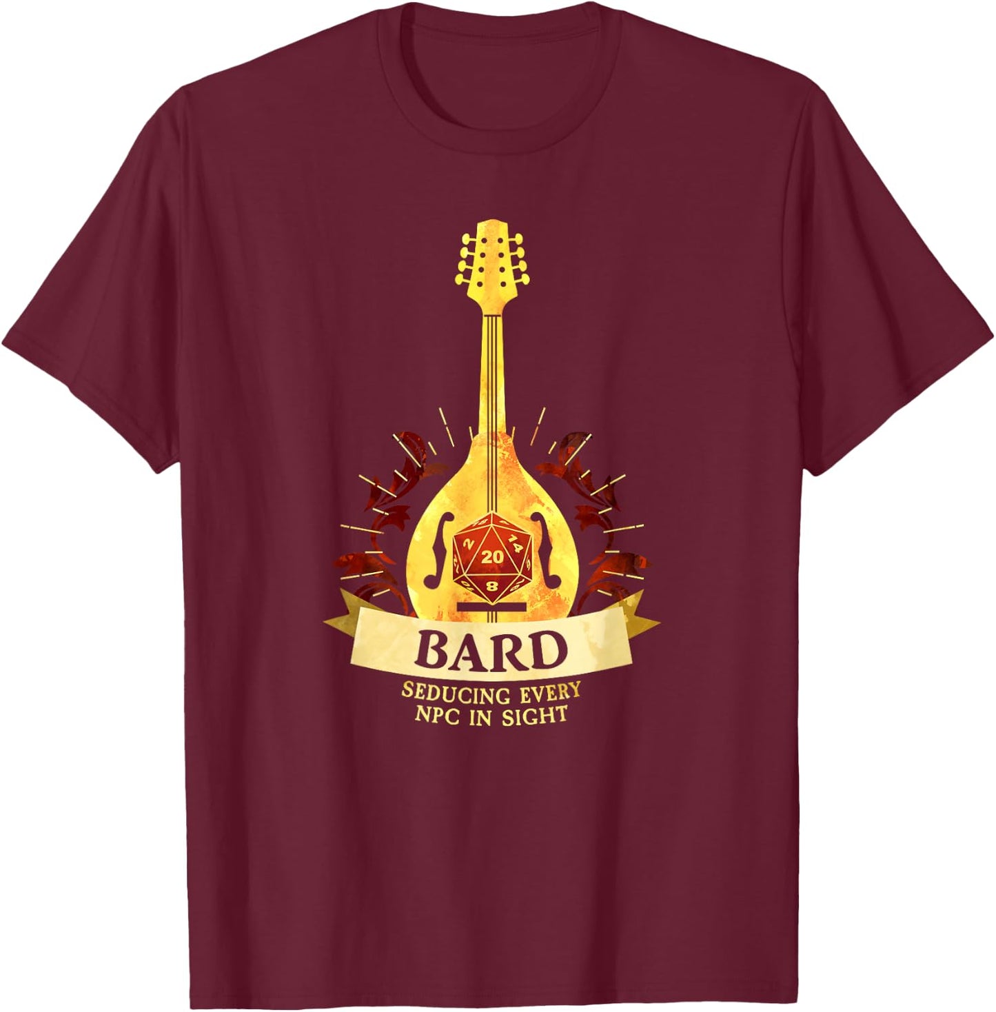 Bard Fantasy RPG TRPG Gamer Class T-Shirt - T-Shirt | Maroon