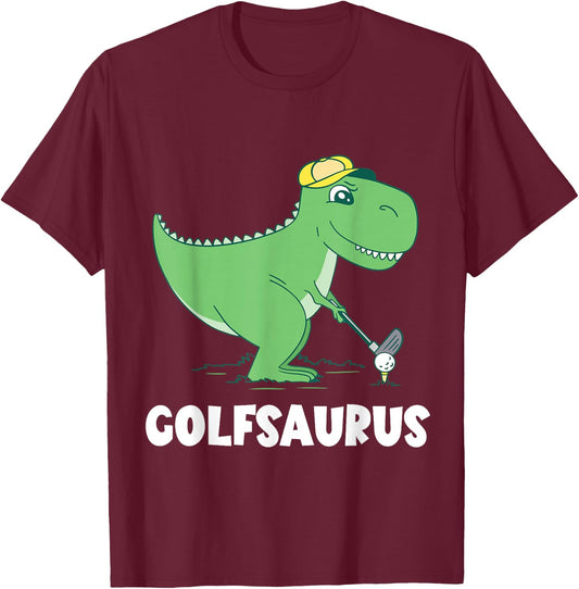 Golf Dino T-Rex Swing Dinosaur Golf Player Golfer Golfing T-Shirt - T-Shirt | Maroon