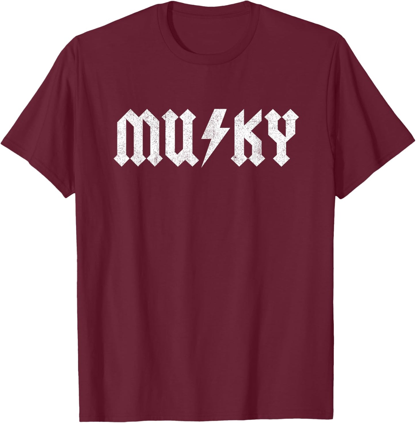 Funny Musky Fishing Vintage Rock Music Band Father's Day T-Shirt - T-Shirt | Maroon