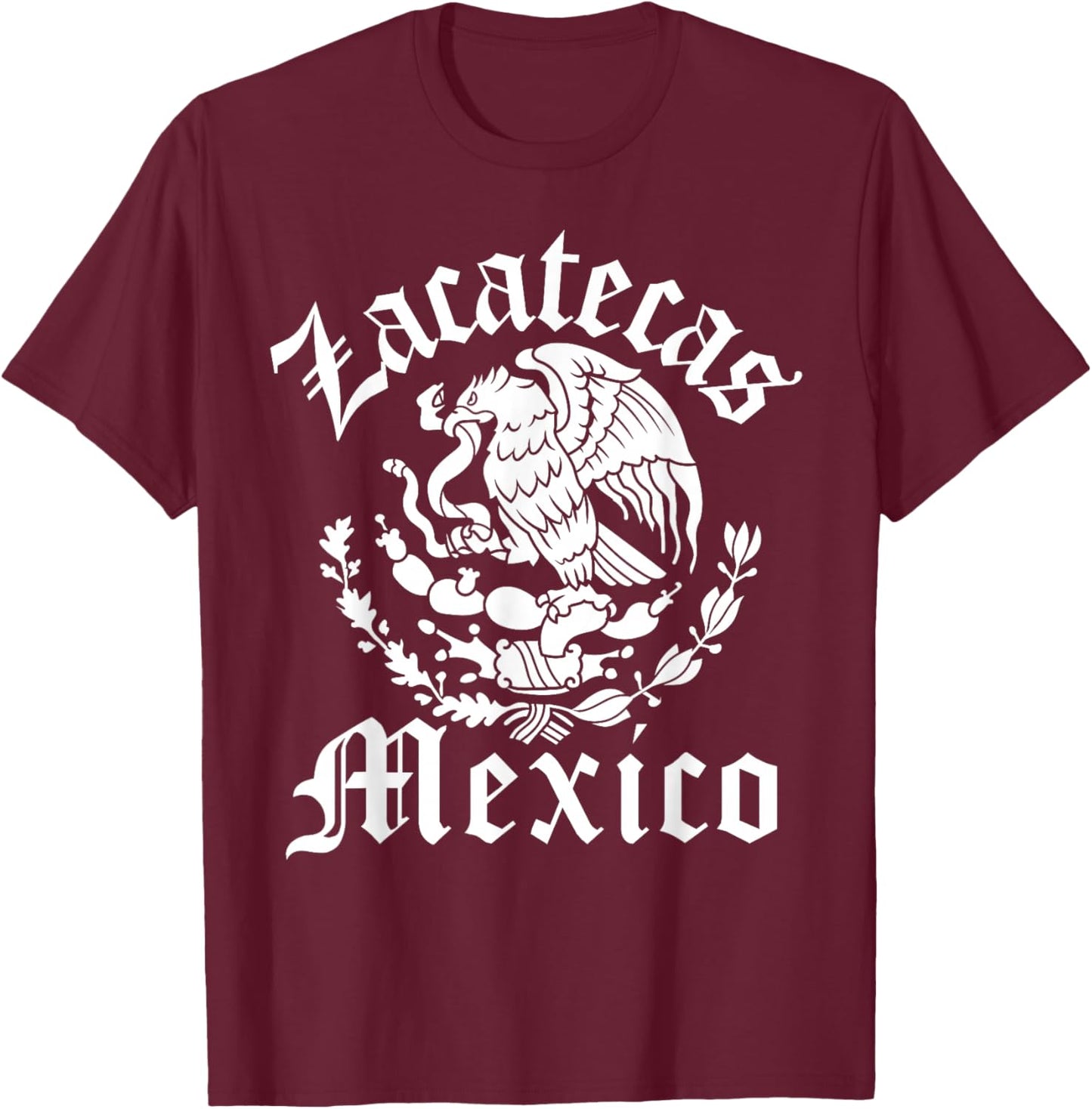 Zacatecas with Mexican Emblem Zacatecas T-Shirt - T-Shirt | Maroon
