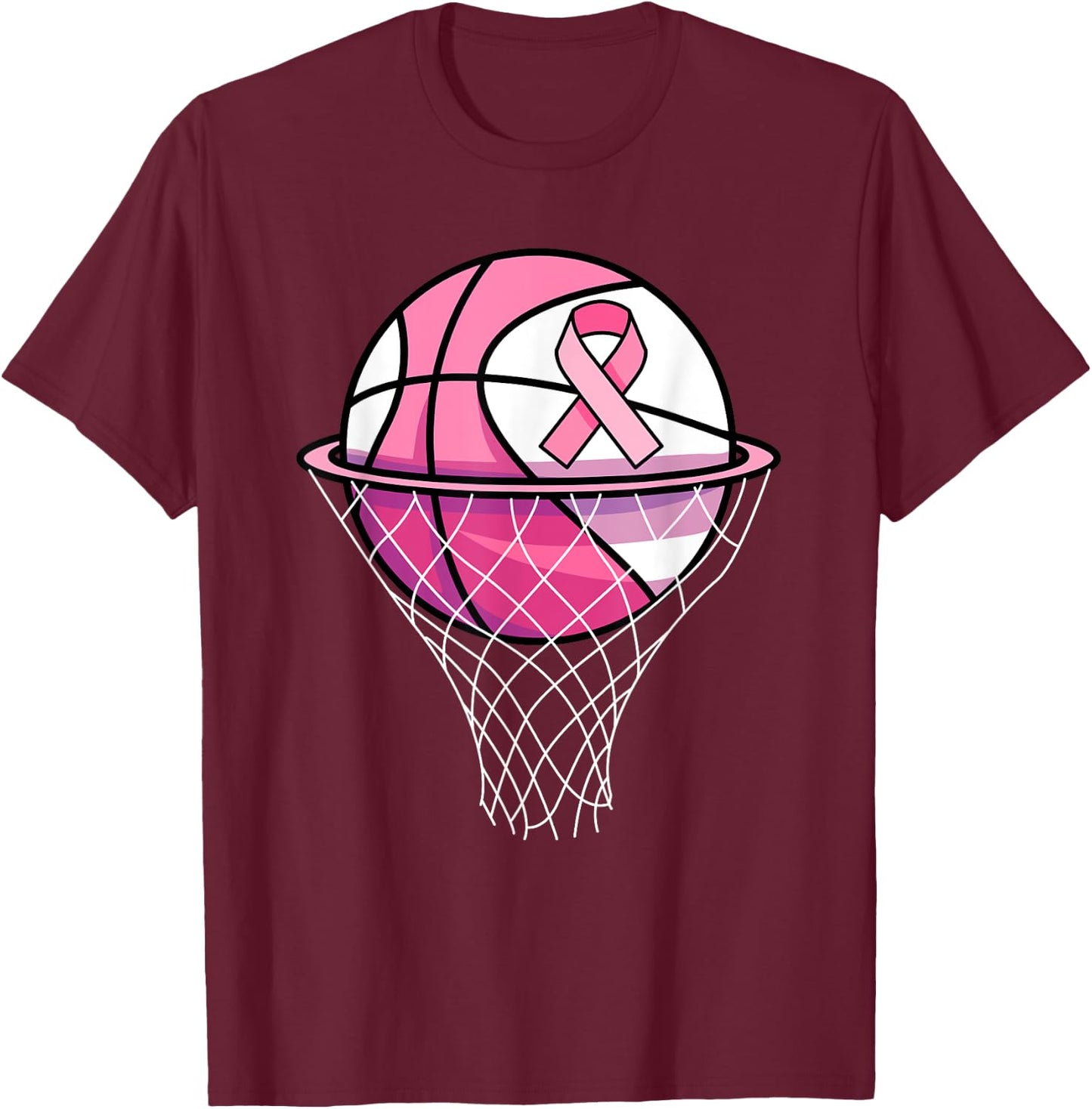 Breast Cancer Support Pink Basketball Love Coach T-Shirt - T-Shirt | Maroon