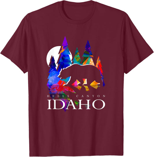 Idaho - Hells Canyon Wilderness with Bear - Idaho T-Shirt - T-Shirt | Maroon