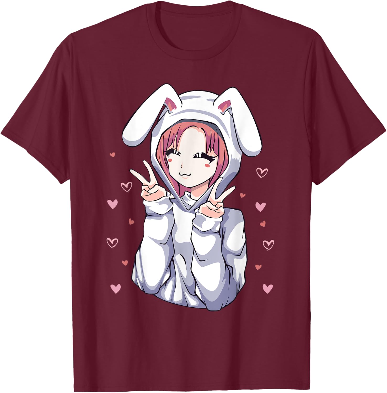Anime Bunny Manga Girl Otaku for Teens T-Shirt - T-Shirt | Maroon