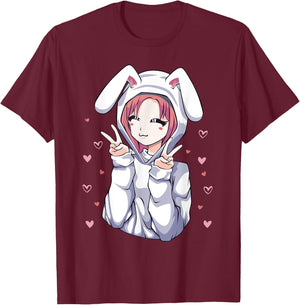 Anime Bunny Manga Girl Otaku for Teens T-Shirt - T-Shirt | Maroon