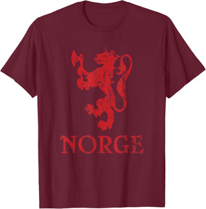 Norge Norway Lion Symbol Norwegian Pride T-Shirt - T-Shirt | Maroon