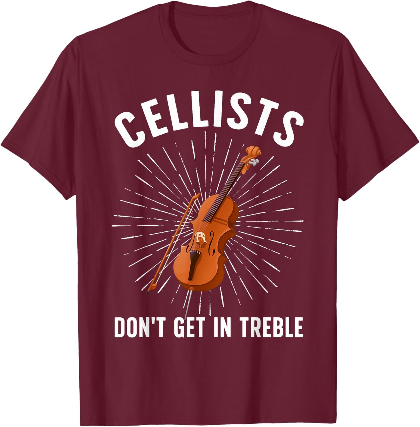 Best Cello Player Art Women Kids Cello Lover Cellist T-Shirt - T-Shirt | Maroon