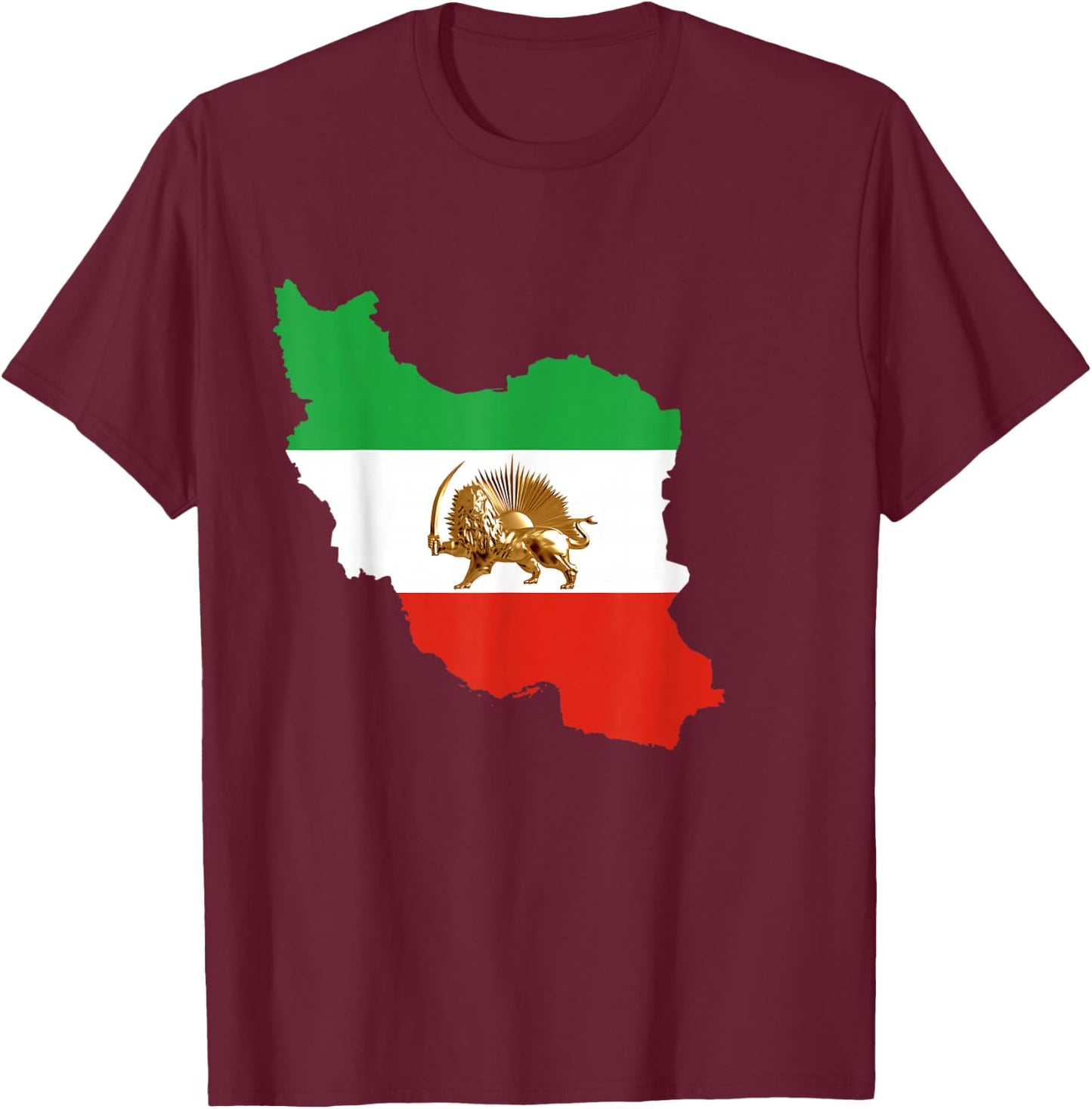 IRAN, Free Iran, Flag, Lion, Pahlavi, Shah, King, Rezashah T-Shirt - T-Shirt | Maroon