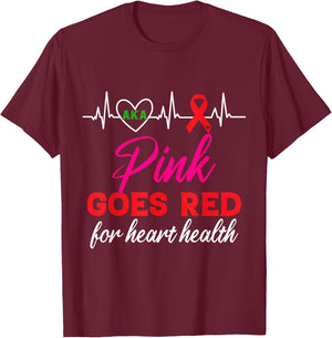 AKA Pink Goes Red For Heart Health Awareness T-Shirt - T-Shirt | Maroon