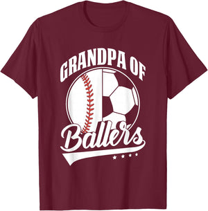 Grandpa Of Ballers Soccer Baseball Player T-Shirt - T-Shirt | Maroon
