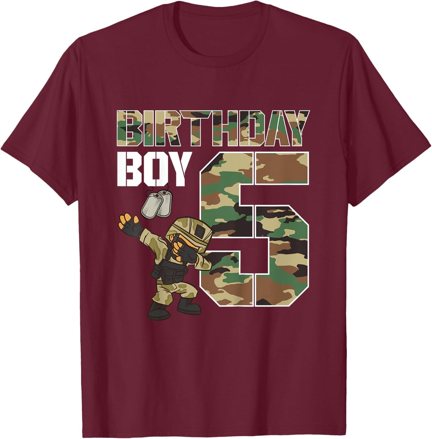 Kids 5 Year Old Boy Military Army 5th Birthday Boy Matching T-Shirt - T-Shirt | Maroon